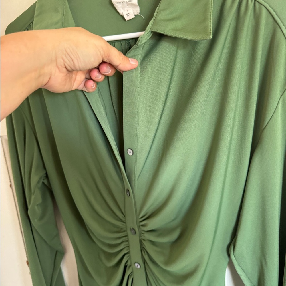 Cinq a Sept green Arden Ruched dress size small - Picture 11 of 11